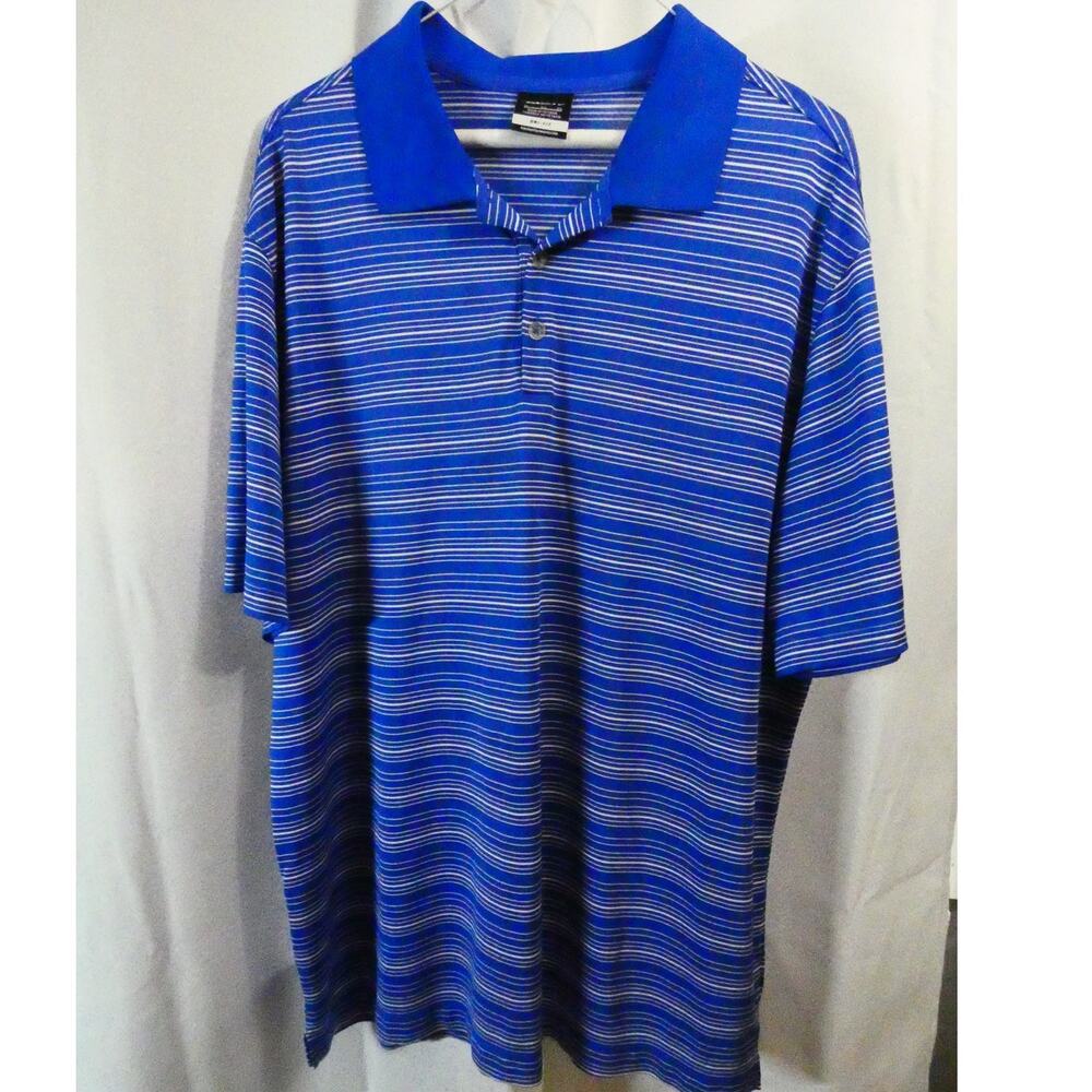 Nike Golf Dri-Fit XL Men's Polo Shirt Blue Striped Collared Athleisure